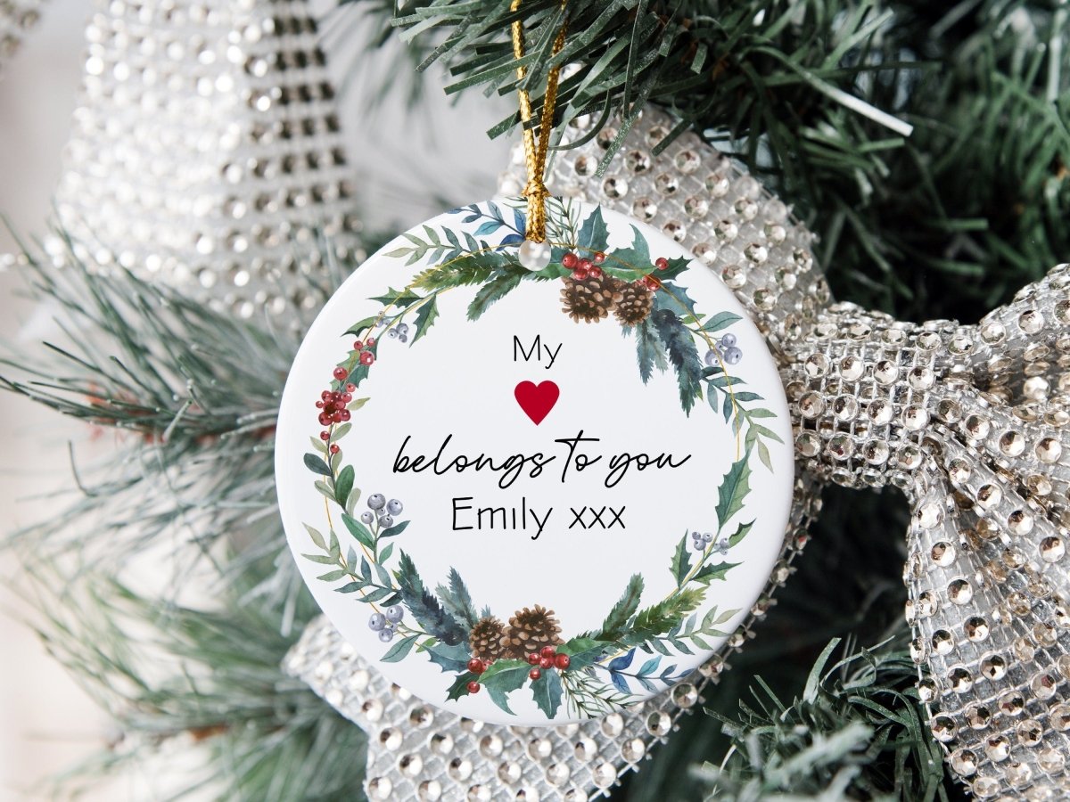 Customised Heart Ornament - Christmas & Valentine's - For Husband - Tree Bauble - DENMARY