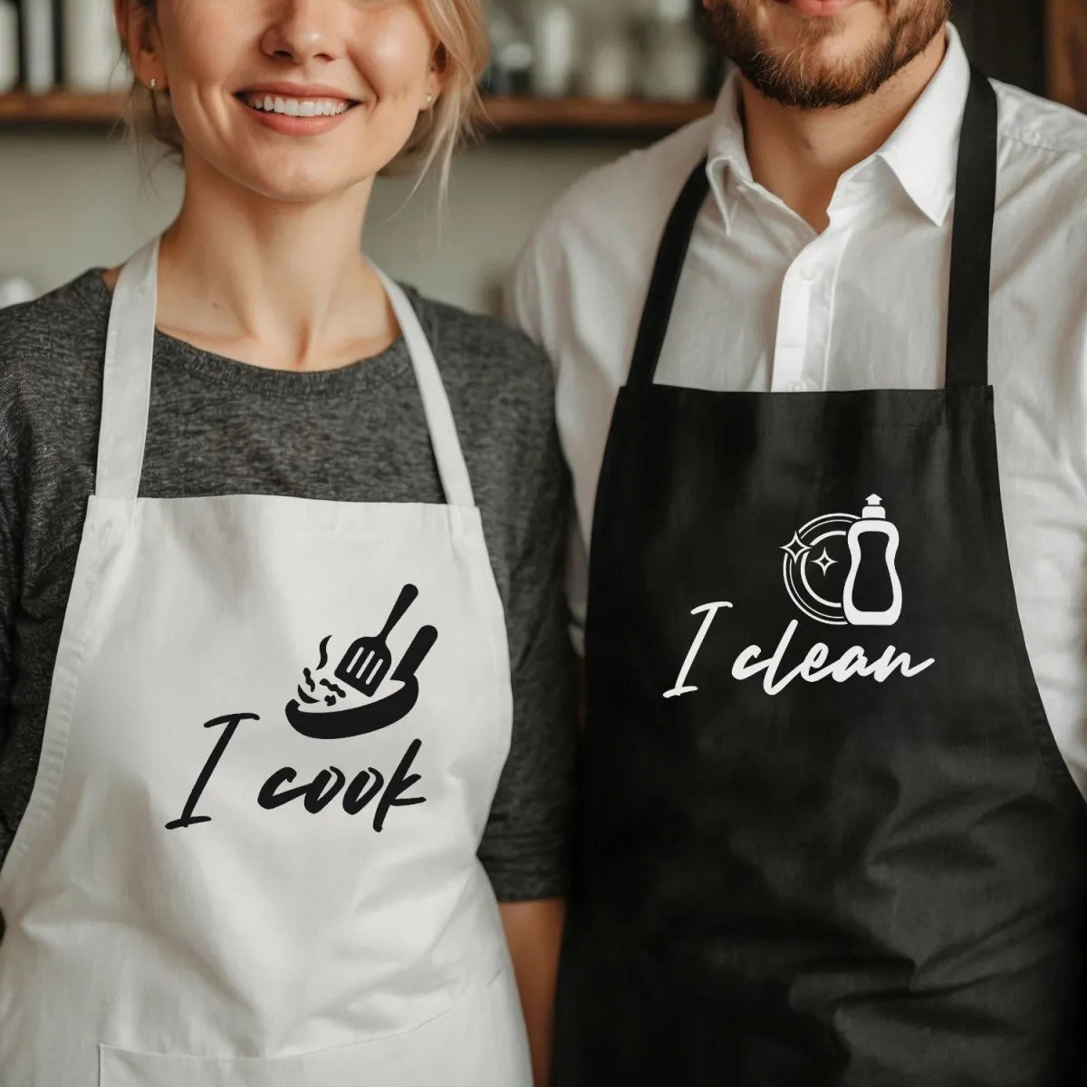 Customised His & Hers Aprons - Anniversary & Christmas Gift - Cooking Pair - DENMARY