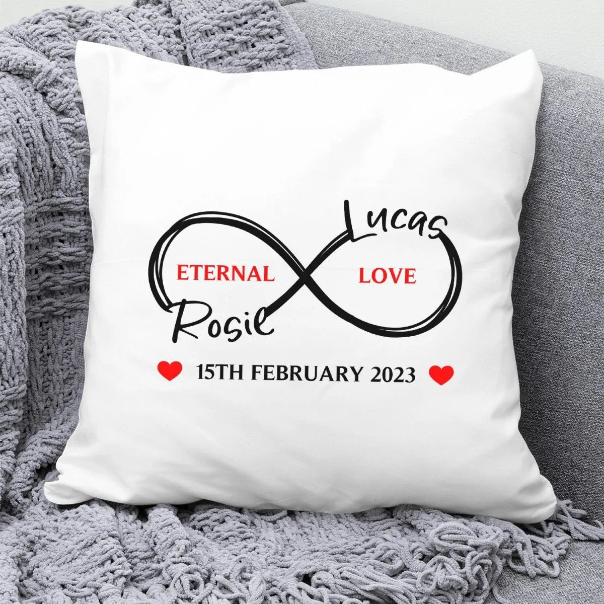 Customised Love Cushion - Anniversary Gift - Couple's Keepsake - Chic Decor - DENMARY