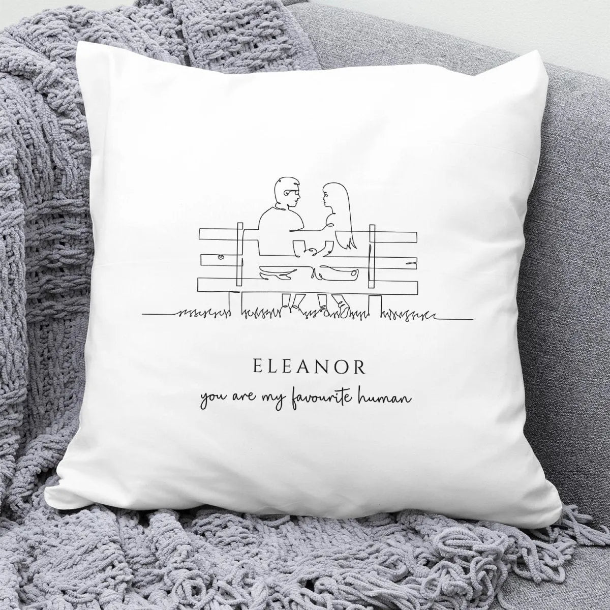 Customised Love Seat Cushion - Anniversary Gift - Line Art - For Couples - DENMARY