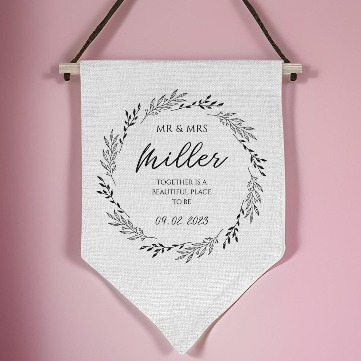 Customised Mr & Mrs Linen Banner - Wedding Decor - Couple Keepsake - DENMARY