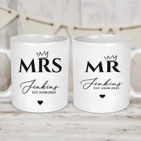 Thumbnail for Customised Mr & Mrs Mugs - Anniversary - Wedding Gift - Couple's Set - DENMARY