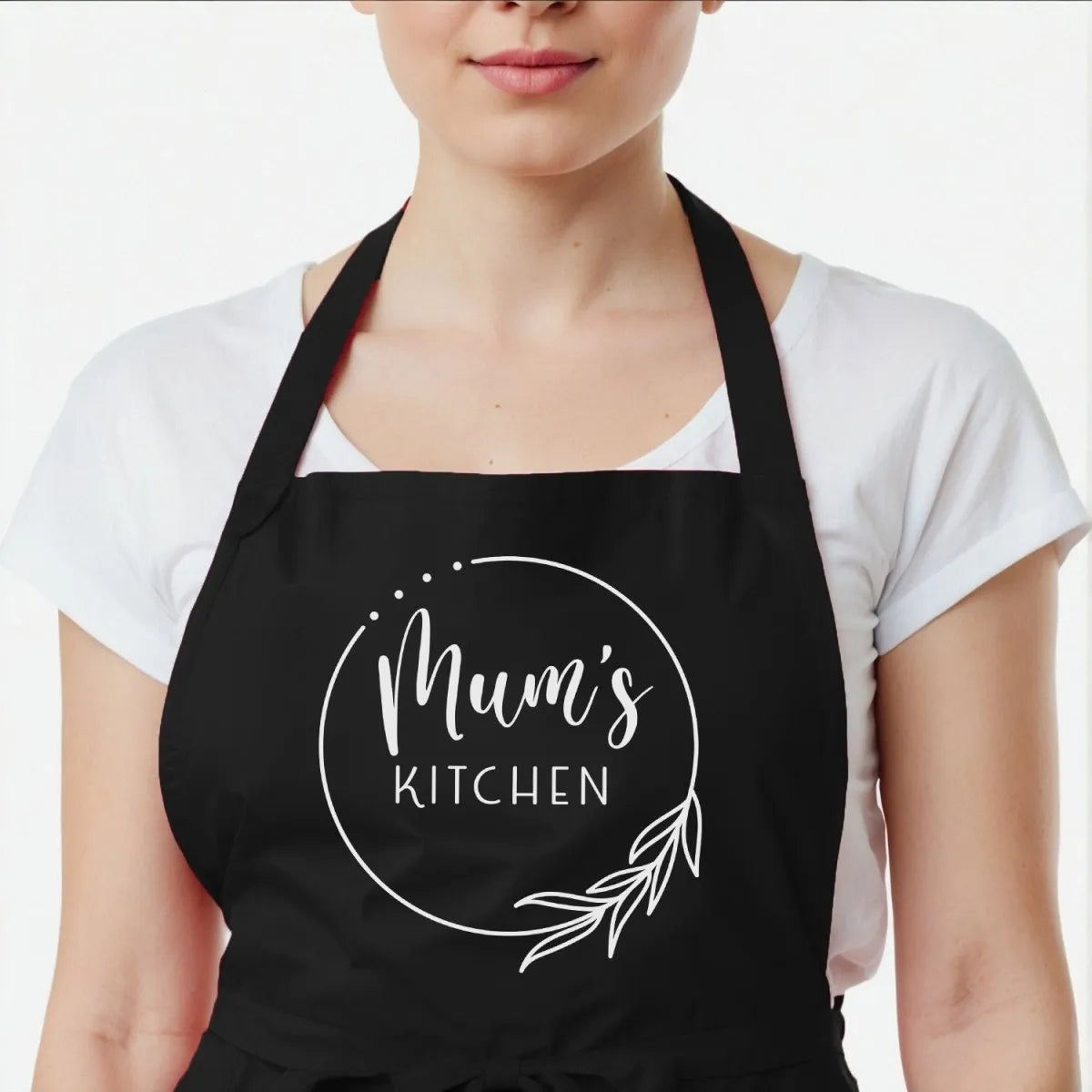 Customised Mum's Apron - Floral Wreath Design - Perfect for Mummy or Granny - DENMARY