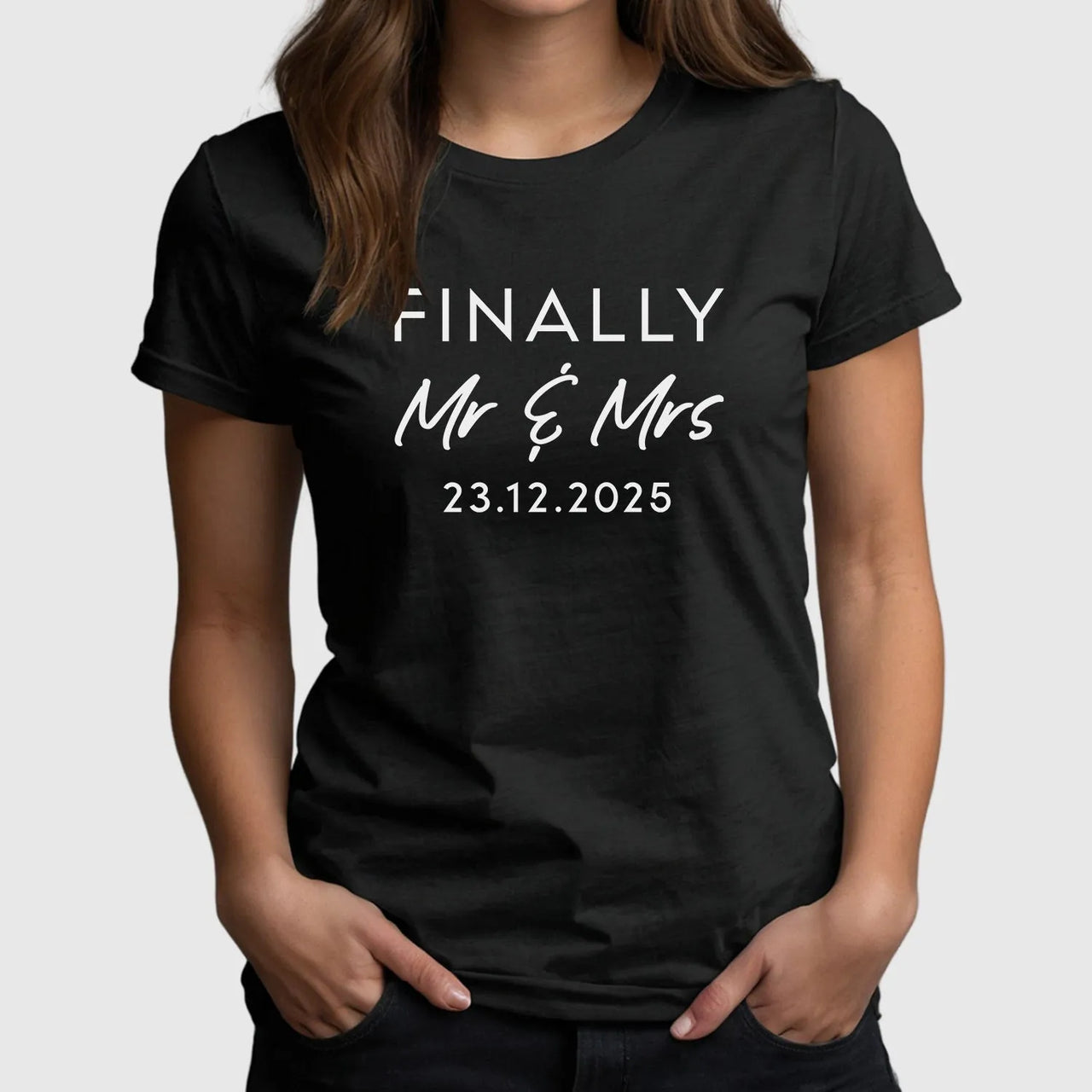 Customised Newlywed Tee - 'Finally Mr & Mrs' - Celebratory Wedding Top - DENMARY