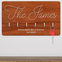 Thumbnail for Customised Surname Key Rack - Housewarming Present - Couple's Key Holder - DENMARY