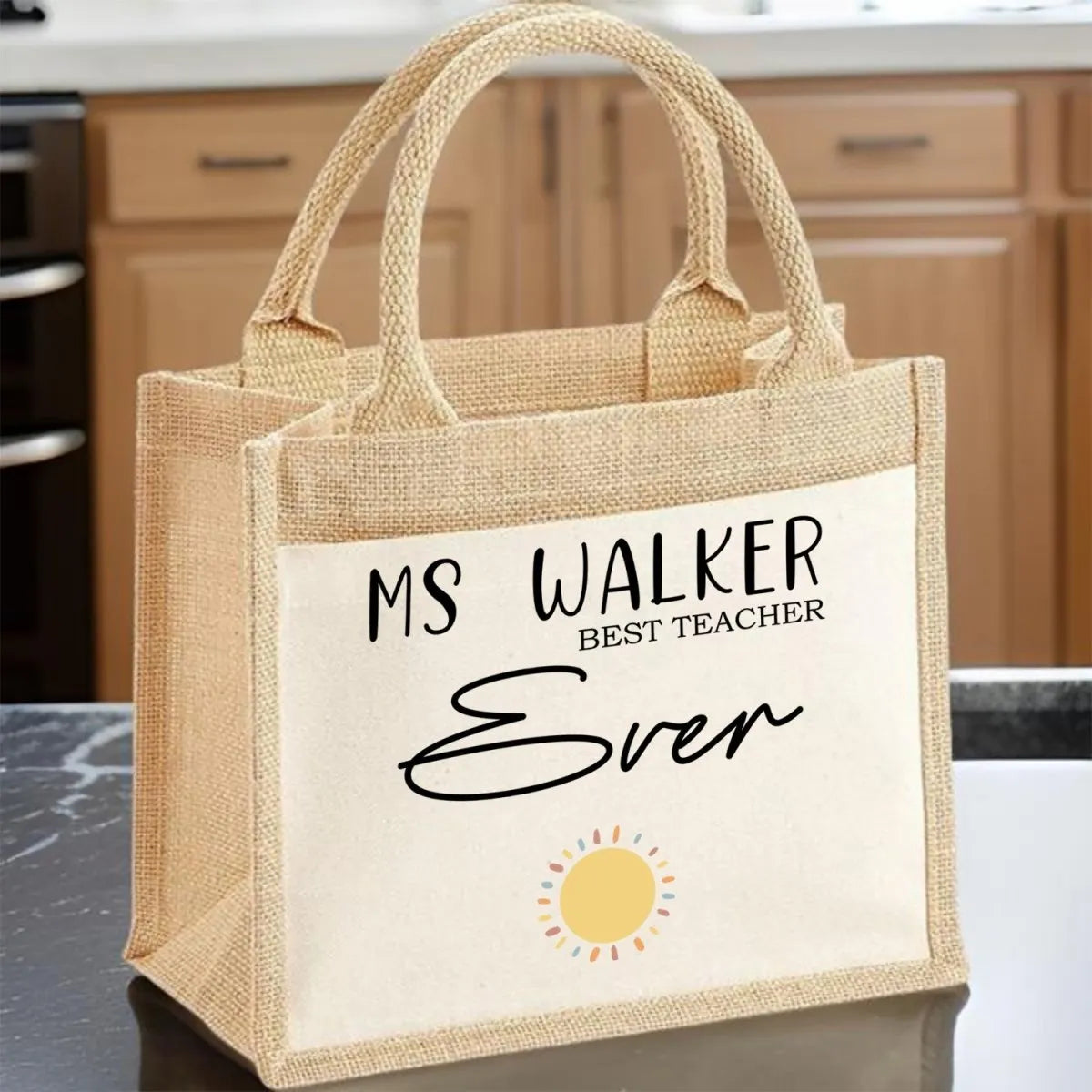 Customised Teacher Tote Bag - Sun Motif - Appreciation Gift - Birthday or Christmas - DENMARY