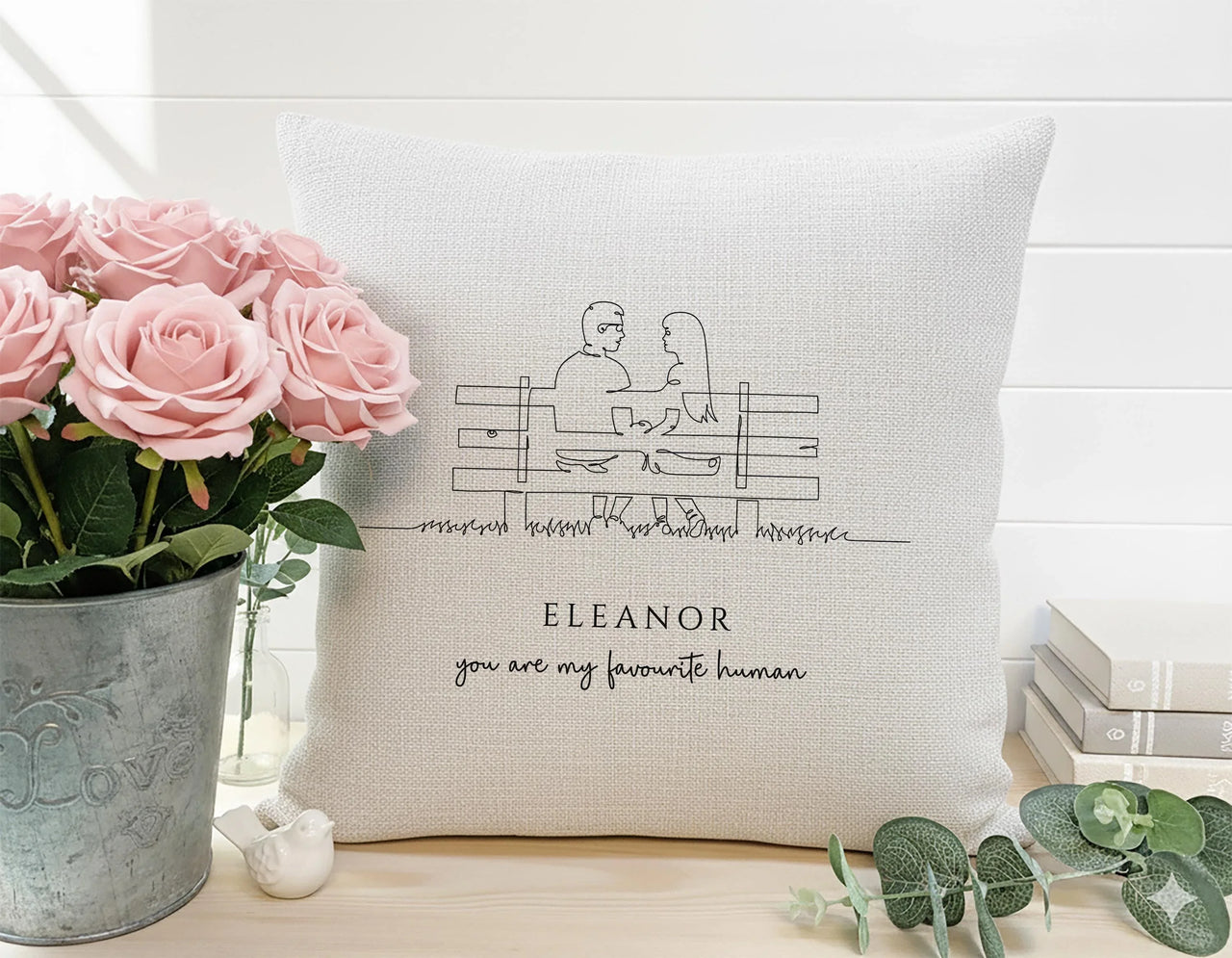 Personalised Couple Cushion – Romantic Bench Pillow with Custom Name & Love Quote