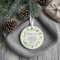 Mother-in-Law Quote Ornament - Leafy Wreath Keepsake with Name & Message