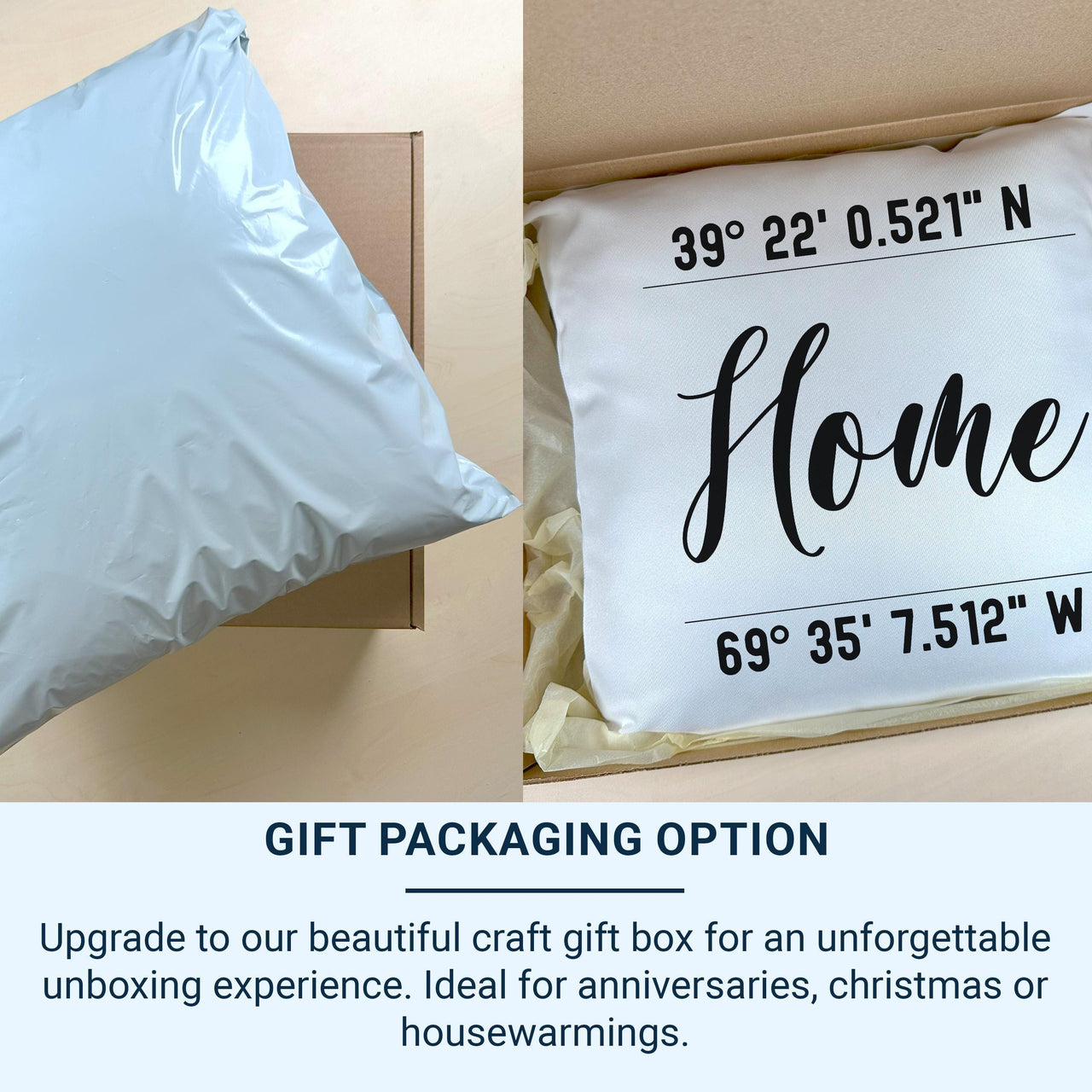 Personalised Coordinates Cushion - Custom Location Keepsake for Home, Family & Couples