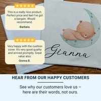 Personalised Baby Cushion - Sleeping Bear on Moon with Name