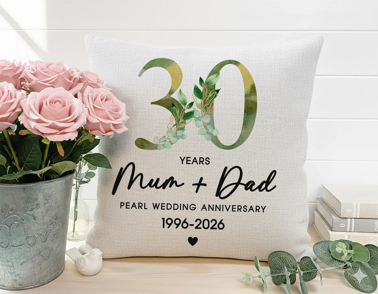 Personalised 30th Anniversary Cushion - Pearl Wedding Keepsake with Names & Dates
