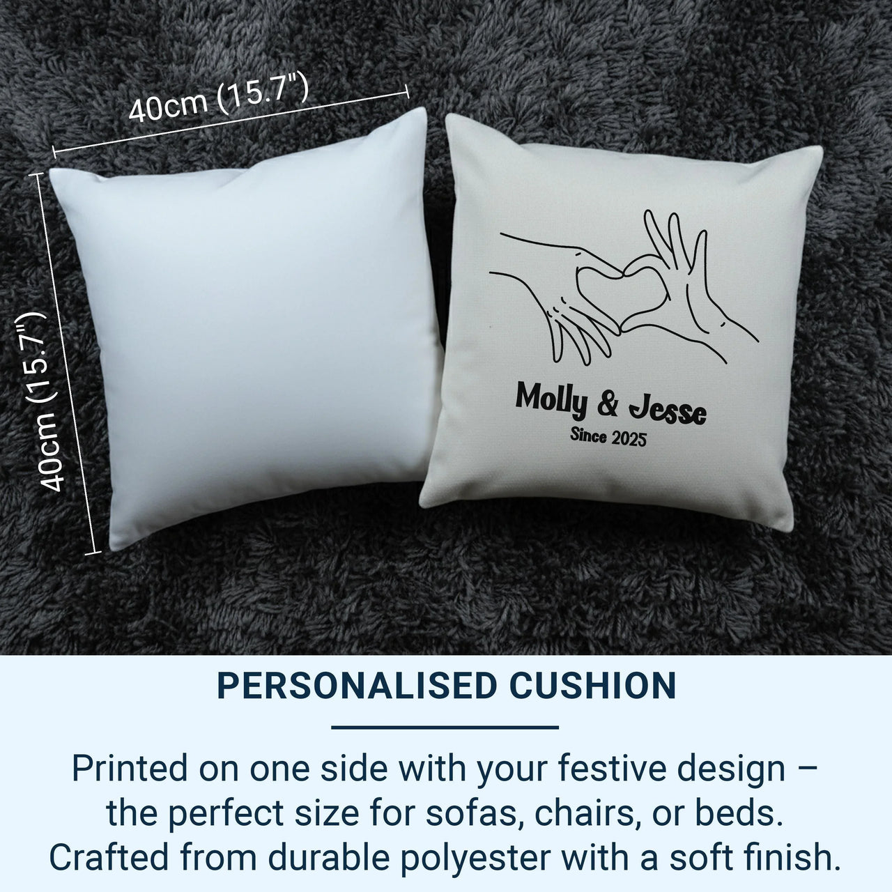 Personalised Heart Cushion – Romantic Couple Gift With Custom Names & Year