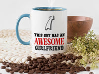 This Guy Has an Awesome Girlfriend Mug – Bold Arrow Graphic – Funny Couples and Valentine Gift for Boyfriend
