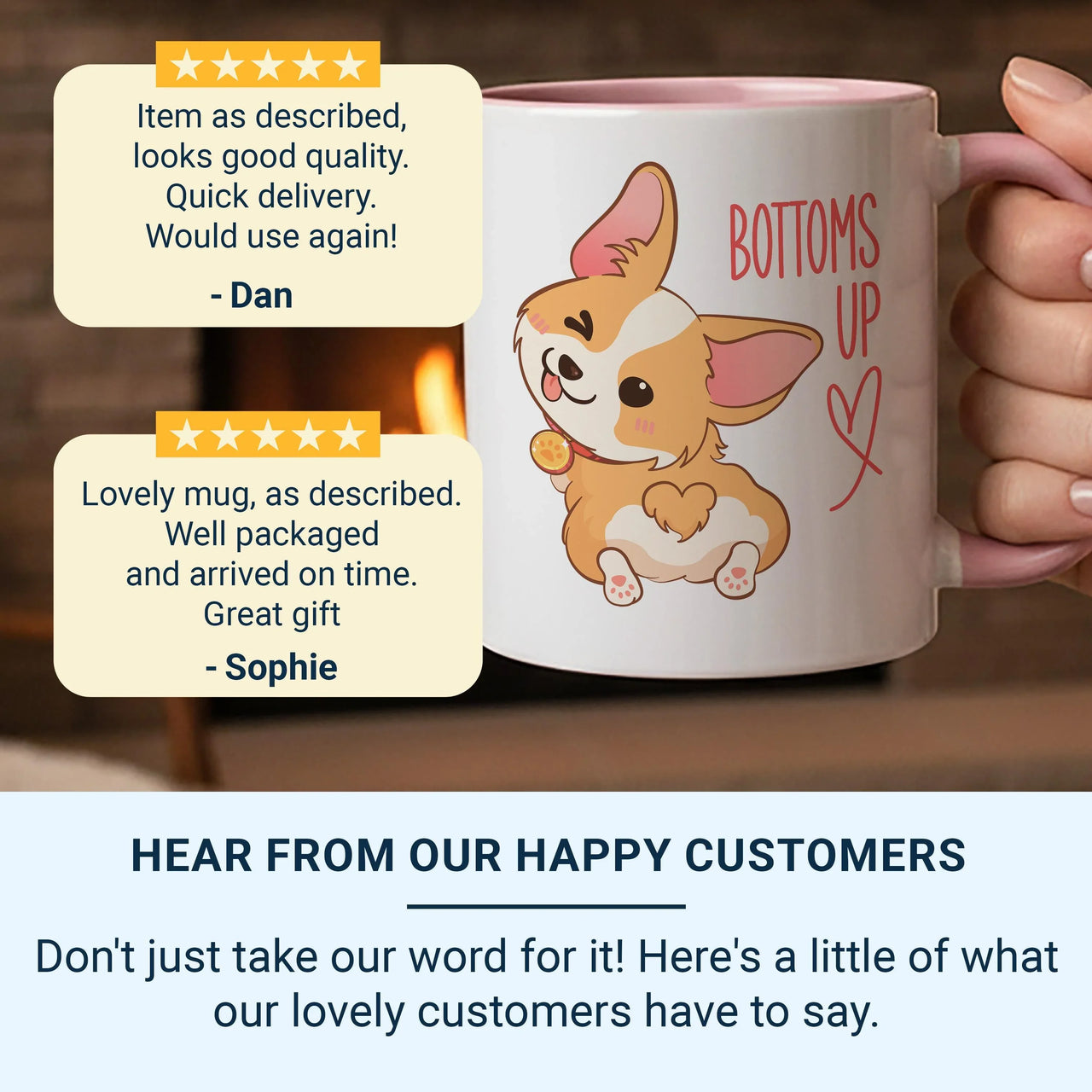 Corgi Mug – Funny Dog Lover Gift With Heart Butt Pup Illustration – Ceramic Coffee Cup