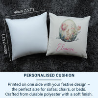 Personalised Easter Rabbit Cushion with Name - Pastel Floral Egg Design for a Sweet Spring Keepsake