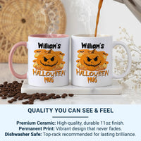 Personalised Halloween Mug – Pumpkin Jack O Lantern with Spooky Bats for Kids