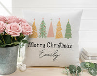 Personalised Kids Christmas Cushion – Colourful Tree Pillow with Custom Name | Festive Kids Decor