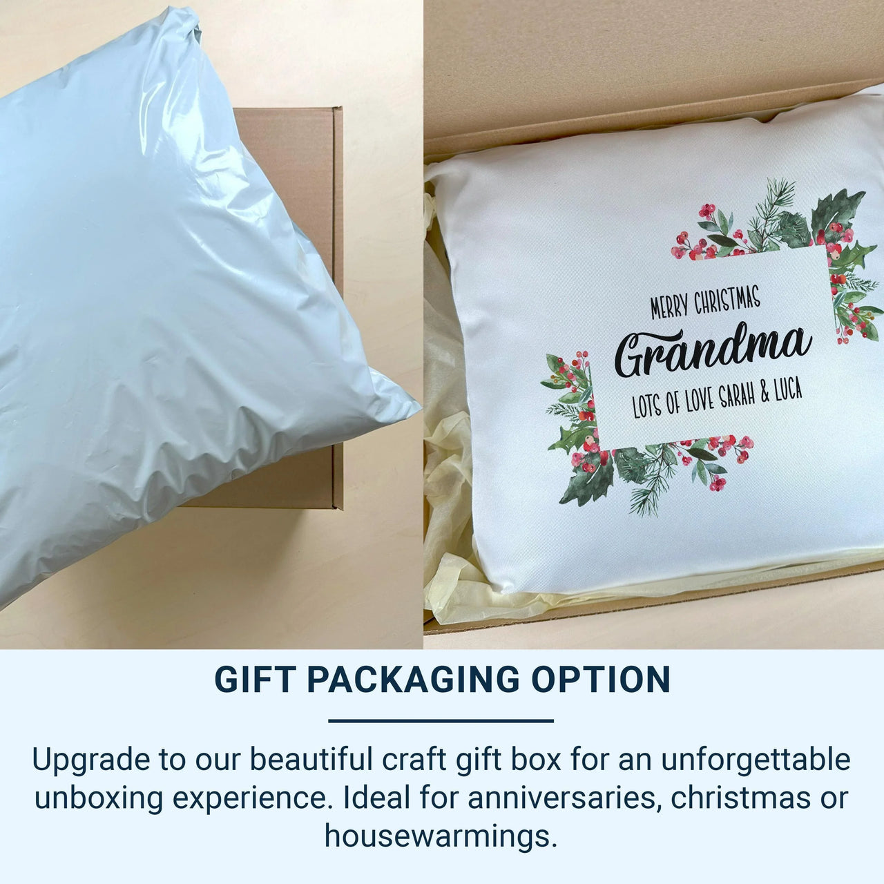 Personalised Grandma Cushion – Floral Cushion Design | Christmas Keepsake Pillow Gift