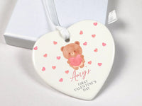 Baby First Valentine Ornament - Teddy Heart Keepsake with Name