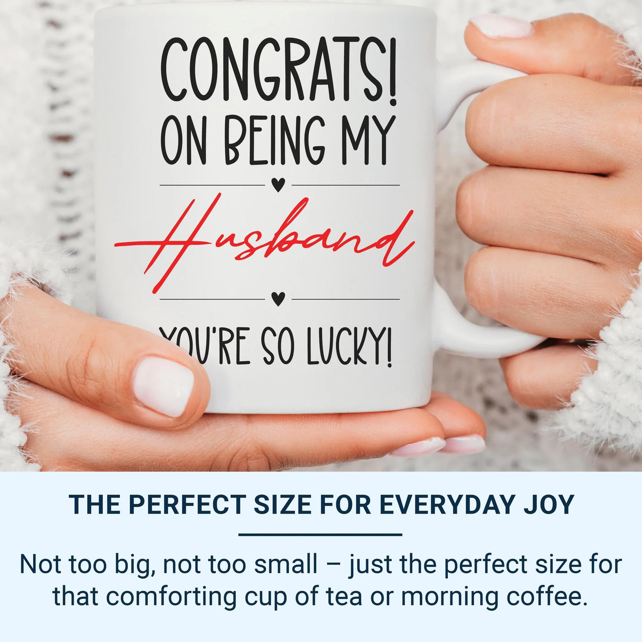 Funny Husband Mug – Bold Black & Red Hearts Anniversary Gift Idea