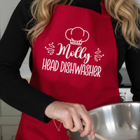 Personalised Couple Aprons - Head Chef & Dishwasher Funny Chef Apron Set