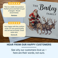 Personalised Family Christmas Cushion - Vintage Santa Sleigh with Family Name