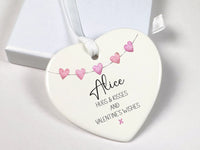 Valentine Heart Ornament - Watercolour Hearts Keepsake with Name & Message DENMARY