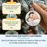 Baby's First Christmas Photo Ornament - Personalised Ceramic Decoration - Unique Family Gift Idea - New Baby Christmas Tree Ornament