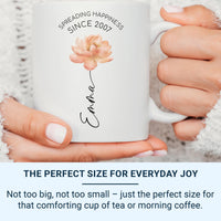 Personalised Birth Year Mug – Custom Name Floral Watercolour Coffee Cup Gift