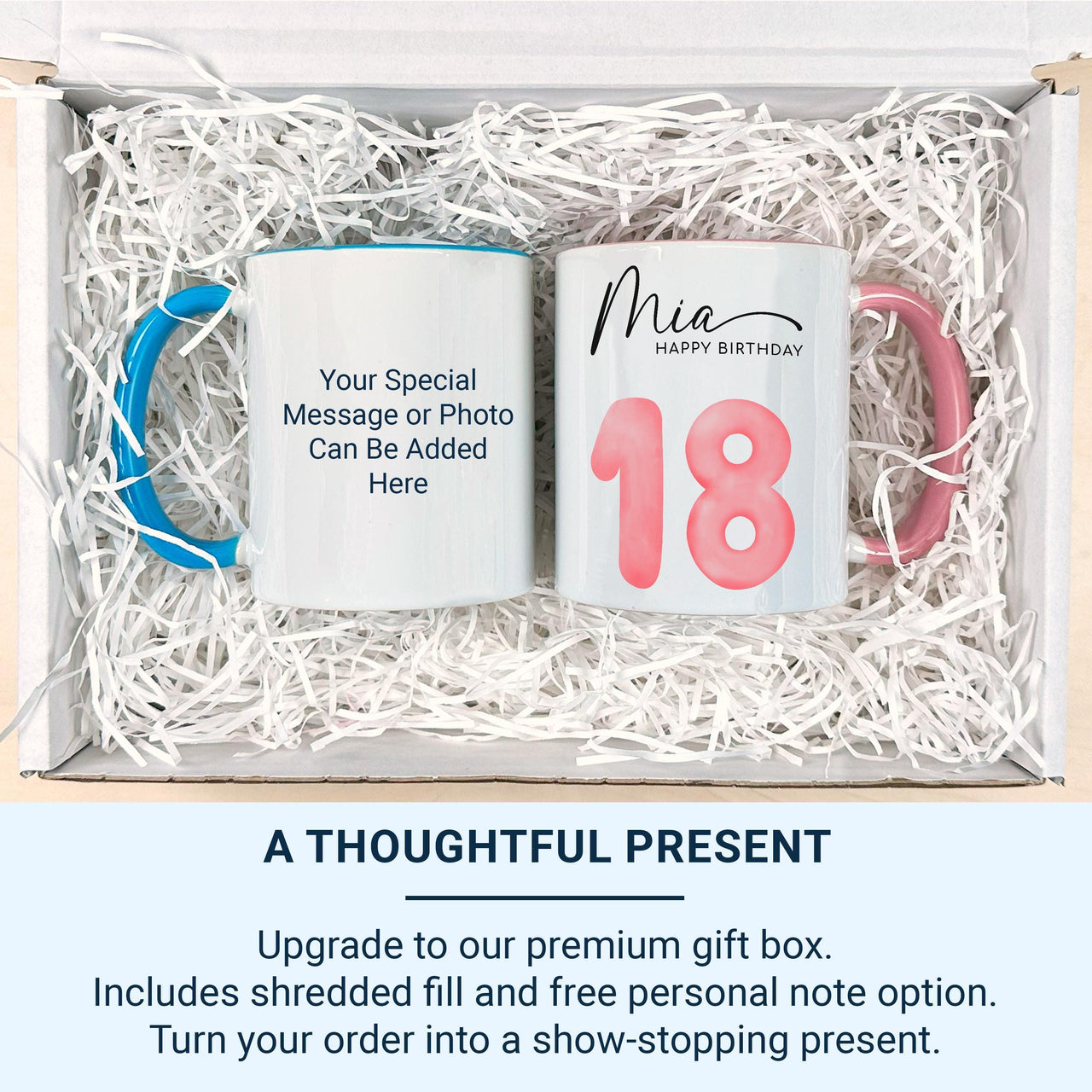 18th Birthday Balloon Mug – Personalised Name with Pink “18” – Coming_of_Age Party Morning and Keepsake Gift