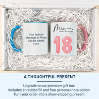 18th Birthday Balloon Mug – Personalised Name with Pink “18” – Coming_of_Age Party Morning and Keepsake Gift