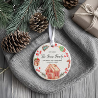 Family Christmas Ornament 2025 - Gingerbread & Festive Motto with Surname