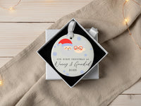 Nanny & Grandad Ornament - First Christmas Keepsake with Santa Faces for Grandparents