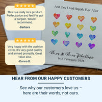 Personalised Wedding Cushion – Watercolour Hearts Cushion With Custom Names & Date | Handmade Anniversary Gift DENMARY