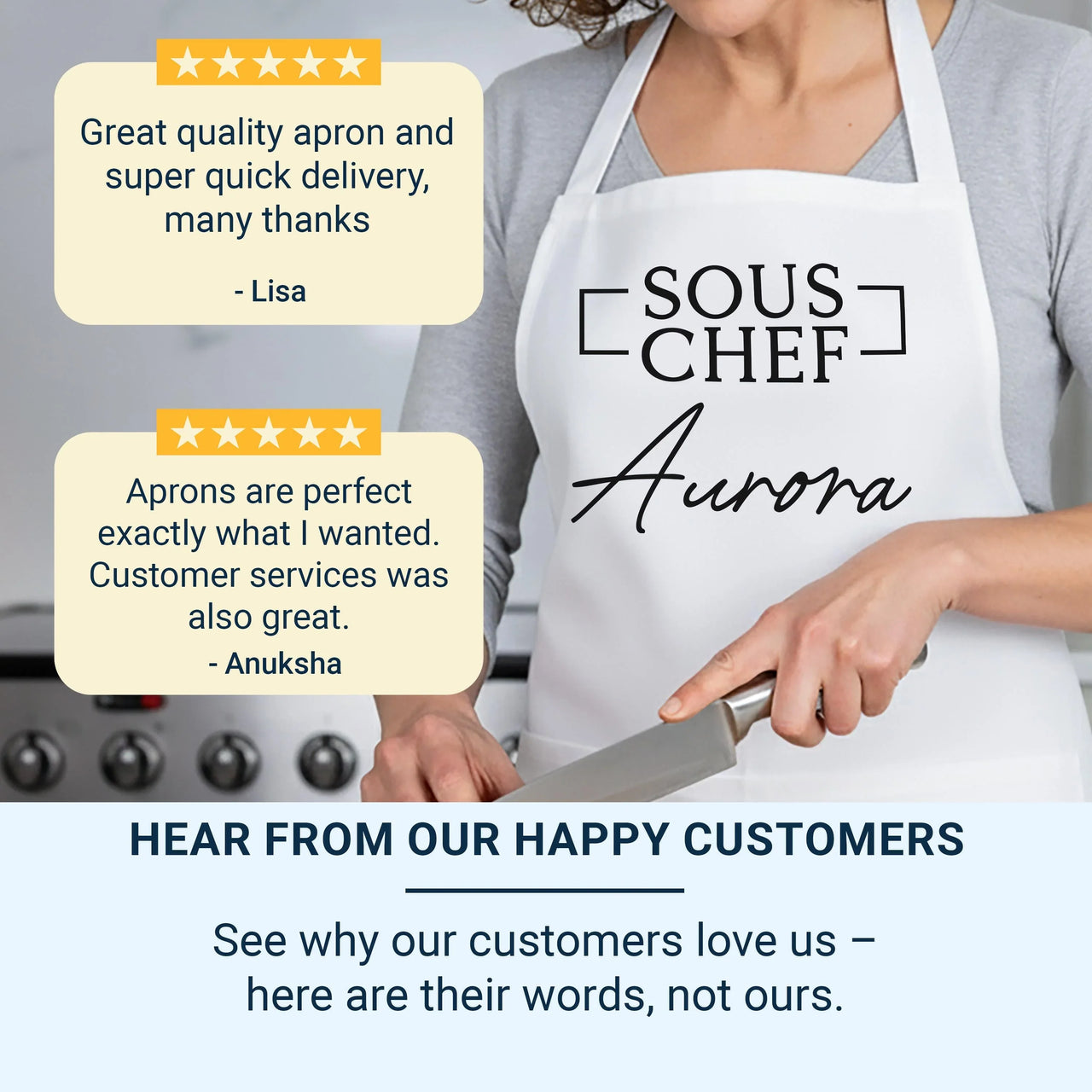 Matching Couple Aprons – Personalised Metallic & Glitter Print Kitchen Gift Set