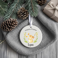 Bunny Easter Ornament 2025 - Flower & Butterfly Keepsake with Name for Kids