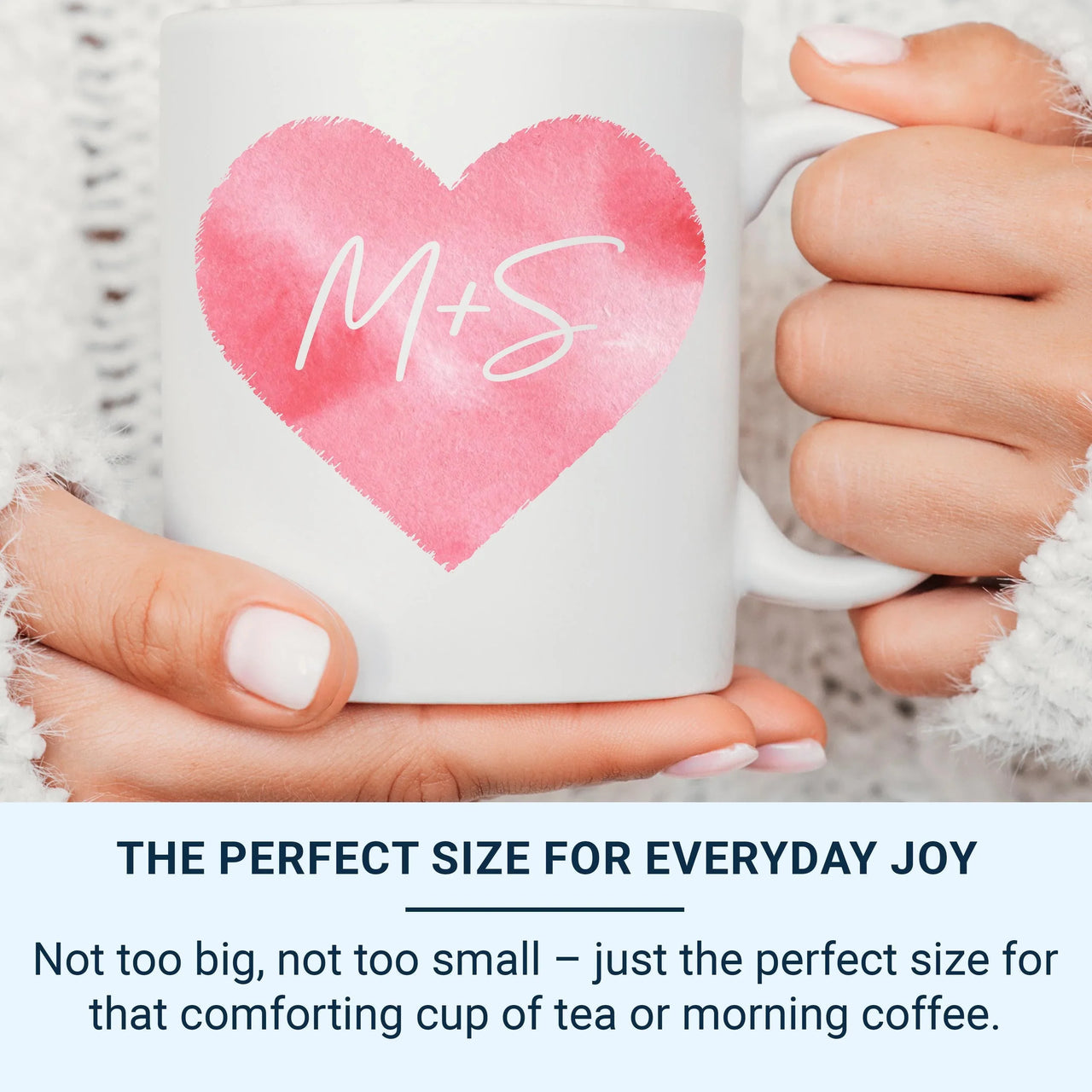 Personalised Initials Mug – Watercolour Heart Design | Romantic Couple Gift Keepsake