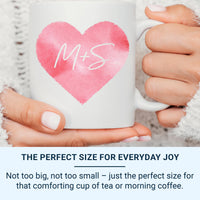 Personalised Initials Mug – Watercolour Heart Design | Romantic Couple Gift Keepsake