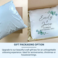 Personalised Just Married Wedding Cushion, Anniversary Gift for Couple, Newlywed Present from Family or Friend, Linen Pillow Case