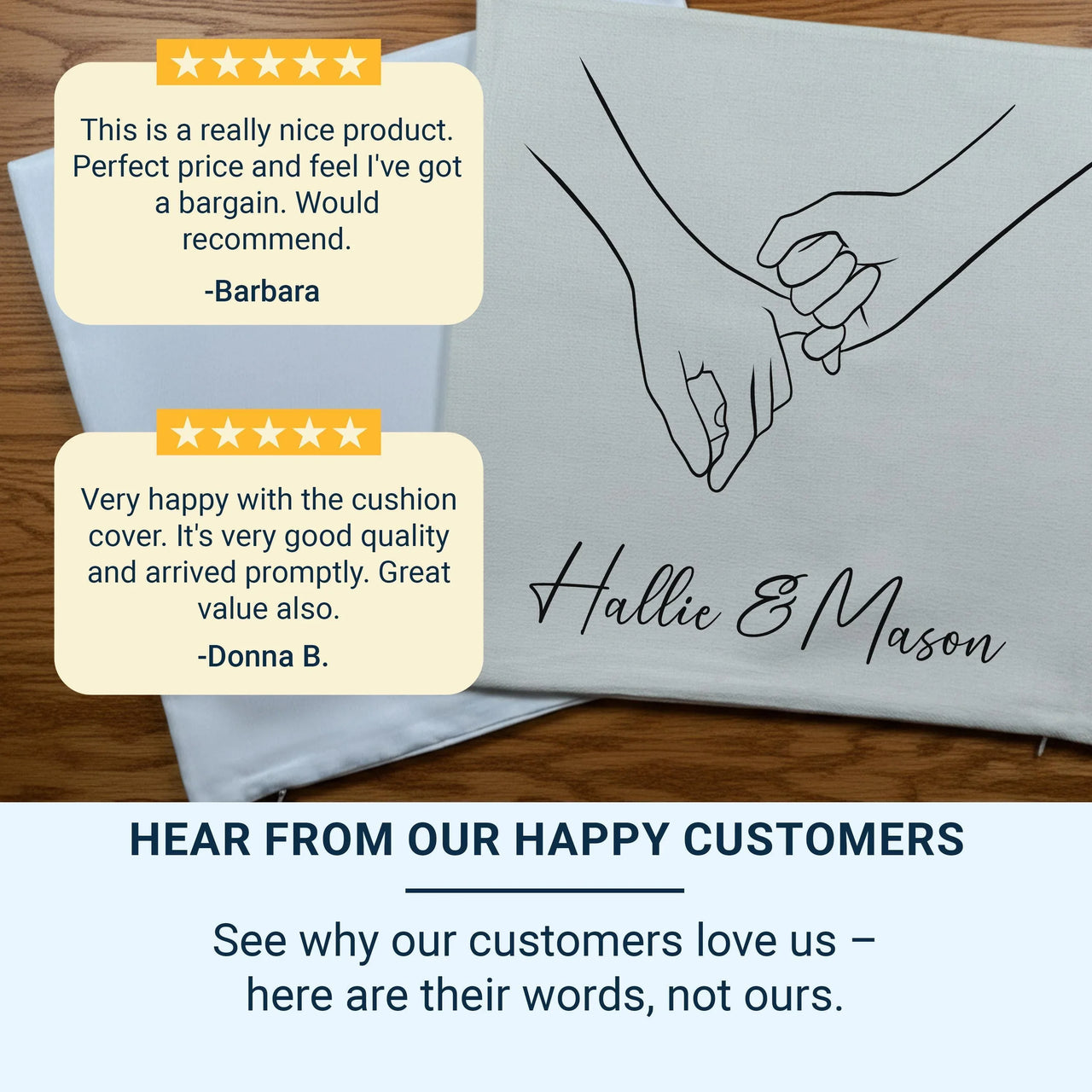 Personalised Pinky Promise Cushion - Minimal Romantic Keepsake with Names & Line Art for Couples