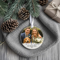 First Christmas Married Photo Ornament - Mr and Mrs Ceramic Bauble - Perfect 1st Xmas Couple Present - Unique Christmas Gift for Newlyweds