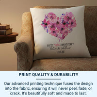 50th Anniversary Cushion – Personalised Sofa Cushion With Floral Heart Design