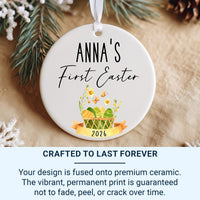Baby First Easter Ornament 2026 - Basket & Butterfly Keepsake with Name