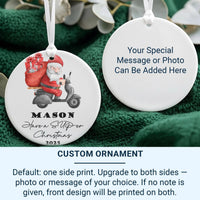 Santa Scooter Ornament - Fun Kids Keepsake with Name for Christmas Tree 2025