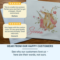 Personalised Bunny Cushion | Custom Name Cushion - Watercolour Flower Pillow