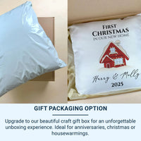 Personalised Christmas Cushion – Snowy House Cushion With Custom Name Pillow Insert