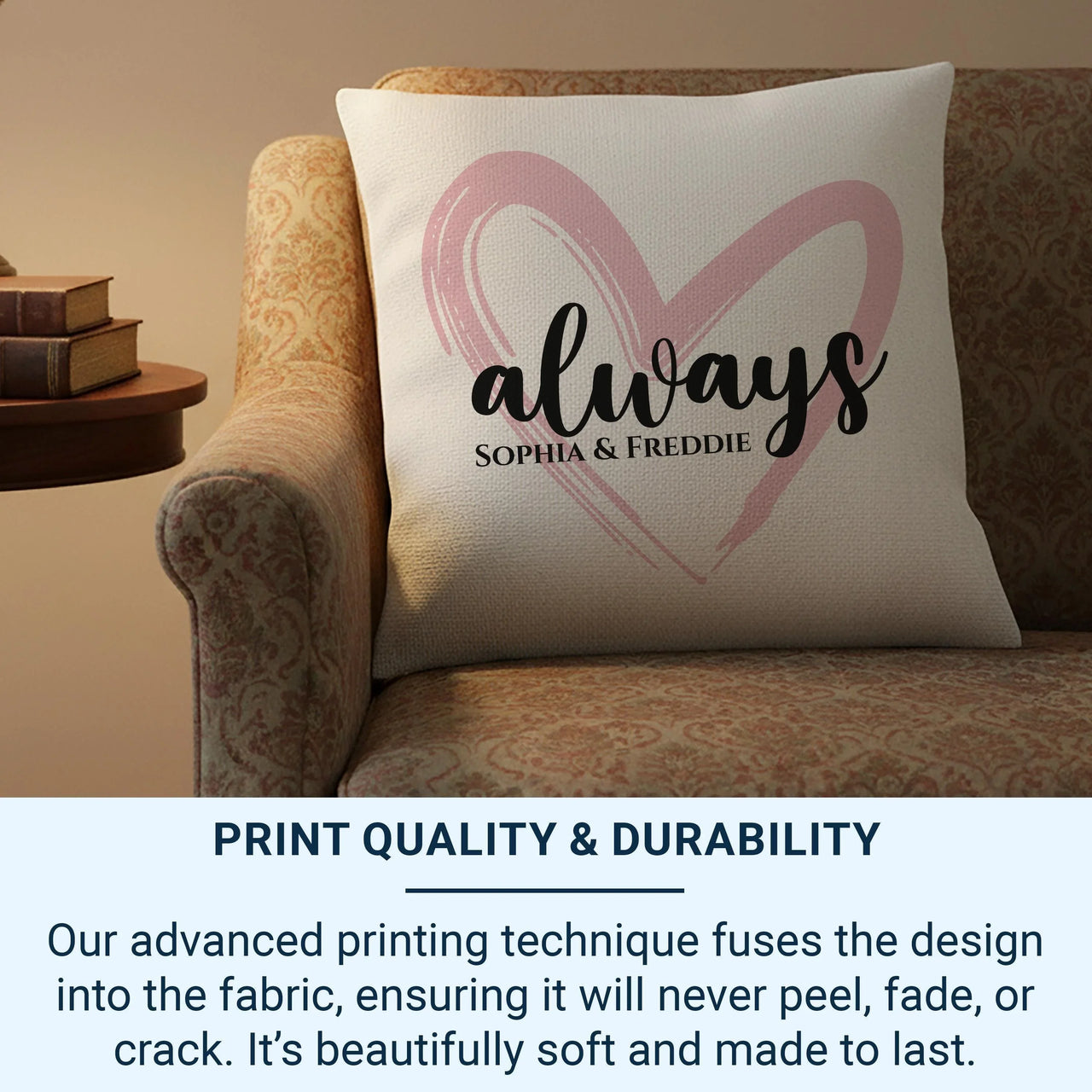 Personalised Heart Cushion – Romantic Gift Cushion with Custom Names & Hidden Zip