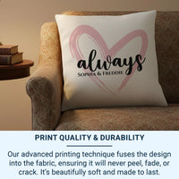 Personalised Heart Cushion – Romantic Gift Cushion with Custom Names & Hidden Zip