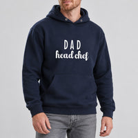Navy hoodie with the Dad Head Chef design printed on the chest