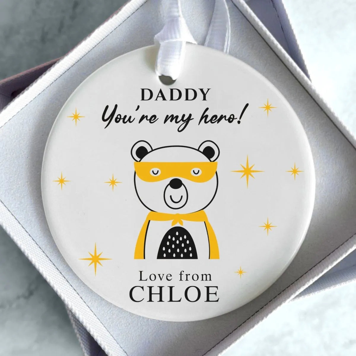 Daddy Hero Keepsake - Father's Day Personalised Ornament - DENMARY